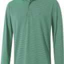 MICHEL ROUEN Golf Shirts for Men Short Sleeve Lightweight Quick Dry Pin Striped Casual Collared Polo Shirts (Green, L)