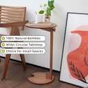 Bamboo Side Table for Sofa - Adjustable Height C Shaped End Tables for Small Spaces, Couch, Bedside, Living Room, 12.6x12.6x26 Inch TV Tray Round Stand for Drink, Snack, Coffee (Walnut)