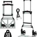 Foldable Hand Truck Dolly, 330 lbs Heavy Duty Capacity, Lightweight Aluminum Alloy Cart with Telescoping Handle, Adjustable Height, Easy Storage, for Moving, Shopping, Delivery, and Warehouse Use