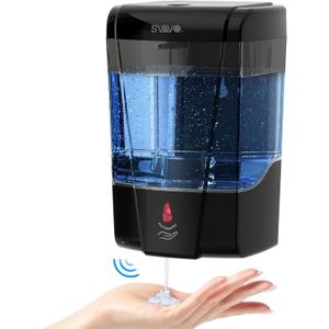 SVAVO Automatic Soap Dispenser Hand Soap Dispenser Wall Mount 600m/21 fl.oz, Touchless Electric Sensor Pump Battery Operated for Offices Home Kitchen Bathroom Hotel Restaurant Commercial (Black)