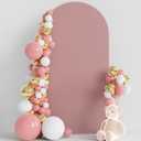 Wokceer 6.6FT Wedding Arch Cover Spandex Fitted Wedding Arch Stand Covers Round Top Chiara Arch Backdrop Cover for Birthday Party Ceremony Banquet Decoration Light Dusty Rose