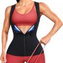 Junlan Waist Trainer for Women - Sauna Suit Sweat Vest Waist Trimmer for Working Out (XX-Large, Blue)