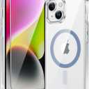 2 x FNTCASE for iPhone 13 Phone Case: Clear Phone Case Magnetic Military Grade Drop Protection Anti Yellowing Cell Phone Cover- Rugged Shockproof Protective Bumper (D-Blue Magnetic)