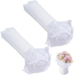 GORGECRAFT 8 Yards White Pearl Edge Flower Wrapping Mesh Paper Ruffle Organza Bouquet Packaging Wrappers Wrinkled Translucent Wavy Net Yarn Florist Supplies for Christmas Valentine's Day GORGECRAFT 8 Yards White Pearl Edge Flower Wrapping Mesh Paper Ruffle Organza Bouquet Packaging Wrappers Wrinkled Translucent Wavy Net Yarn Florist Supplies for Christmas Valentine's Day