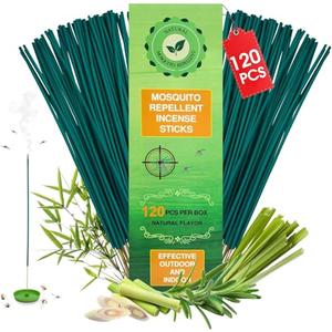 120 Pcs Natural Mosquito Repellent Outdoor Patio, Citronella Oil Mosquito Incense Sticks Plant-Based Bug Repellent for Patio Camping Fishing Backyard Travel Mosquito Control