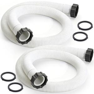 2 Pack 1.5 x 59 Inch Pool Pump Hose for Above Ground Pools Compatible with Intex Pool Hose Replacement Coleman Pool Hose Replacement Sand Filters Saltwater Systems - White
