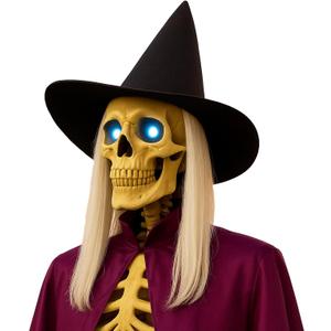 Soulchen 12 ft Halloween Skeleton Accessories Skeleton Witch Hat with Wig Outdoor Giant Costume Clothing Accessories for Halloween Garden Lawn Outdoor Decor
