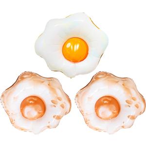 3pcs 34 * 31" Giant Fried Egg Balloons Food Balloons for Breakfast Brunch Party Decorations BBQ Picnic Party Decor Kids Birthday Party Decorations Food Parties Decoration Start of School Season Decor