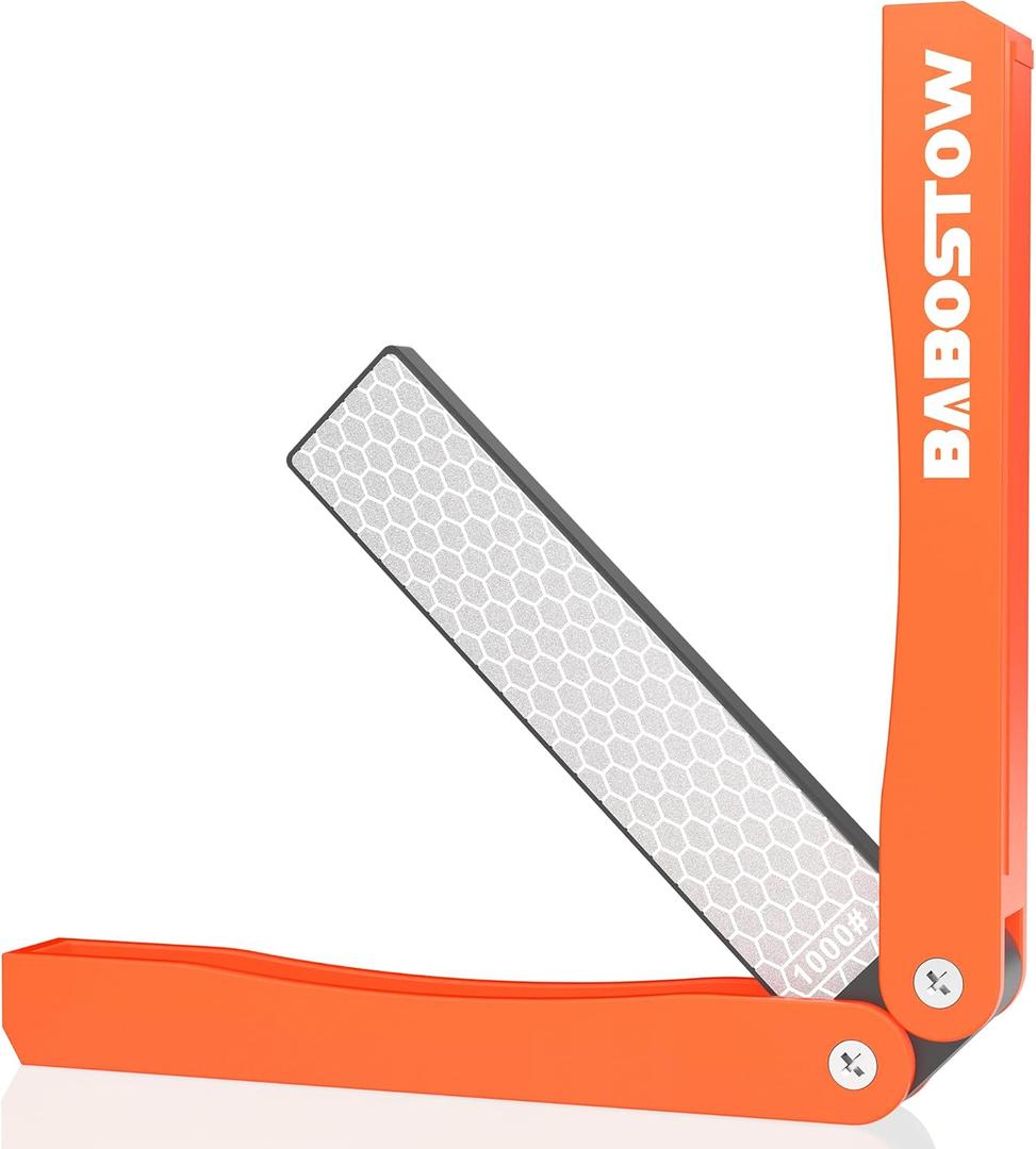 Diamond Knife Sharpener Tool, 400/1000 Grits Double Sided Diamond Sharpening Stone Tool, Manual Knife Sharpener Tool, Portable Folding Knife Sharpeners for Kitchen and Outdoors - Orange