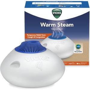 Vicks Warm Steam Vaporizer, Small to Medium Rooms, 1.5 Gallon Tank  Warm Mist Humidifier for Baby and Kids Rooms with Night Light, Works with Vicks VapoPads and VapoSteam