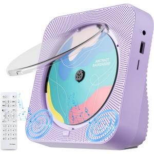 CD Player Portable with Bluetooth Desktop CD Players for Home with HiFi Sound Speakers, Mini Cute CD Player for Kids, Remote Control, Dust Cover, LED Display, Boombox FM Radio (Purple)