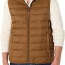 Amazon Essentials Men's Regular-Fit Lightweight Water-Resistant Hooded Puffer Vest (Brown, S)