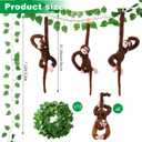 6 Pcs Jungle Theme Party Decorations Hanging Monkey Decor Stuffed Animal with 12 Pcs 7.22ft Artificial Vine Plush Hook and Loop Fastener for Rainforest Safari Birthday Party(Dark Brown,21 Inch)
