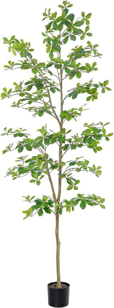 Bellacat Faux Black Olive Tree 7ft, Tall Faux Trees Indoor with Natural Trunk and Realistic Leaves. 7 Feet(84in) Artificial Tree for Home Office Dcor.