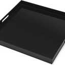 22×22 inches Oversized Black Acrylic Ottoman Tray Extra Large Decorative Tray Spill-Proof Serving Trays with Handles King-Size Safe Edge Organizer for Coffee Table Countertop Breakfast