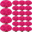 150 Pcs Roses Artificial Flowers,Silk Light Hot Pink Artificial Flowers Fuchsia Petals Long Stem Roses for Wedding Bouquet Home Party Decor