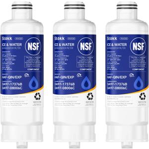 Stokk DA97-17376B Replacement Compatible With Samsung HAF-QIN/EXP Refrigerator Water Filter, NSF 42, Reduces Chlorine, Sediment, Bad Taste & Odor, DA97-08006C, RF23M8070SG, RF23M8070SR[3 PACK]