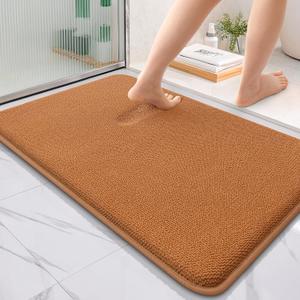 OLANLY Thick Memory Foam Bath Mat Rug 36x24, Extra Soft Absorbent Bathroom Rug, Quick Dry Bath Mats, Non-Slip, Machine Washable Carpet for Bathroom, Tub and Shower, Home Decor Accessories, Clay
