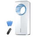 Windowless Portable Air Conditioner, 26" Small Evaporative Air Cooler for Room No Window, 3-Speed Settings, 4 Modes, 7H Timer, Remote Control, 4 Ice Packs, Quiet AC Unit for Bedroom, White