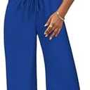 BB&KK Womens 2 Piece Outfits Summer Button Round Neck Sleeveless Top Wide Leg Pant Lounge Sets Vacation Travel Outfits, Size S