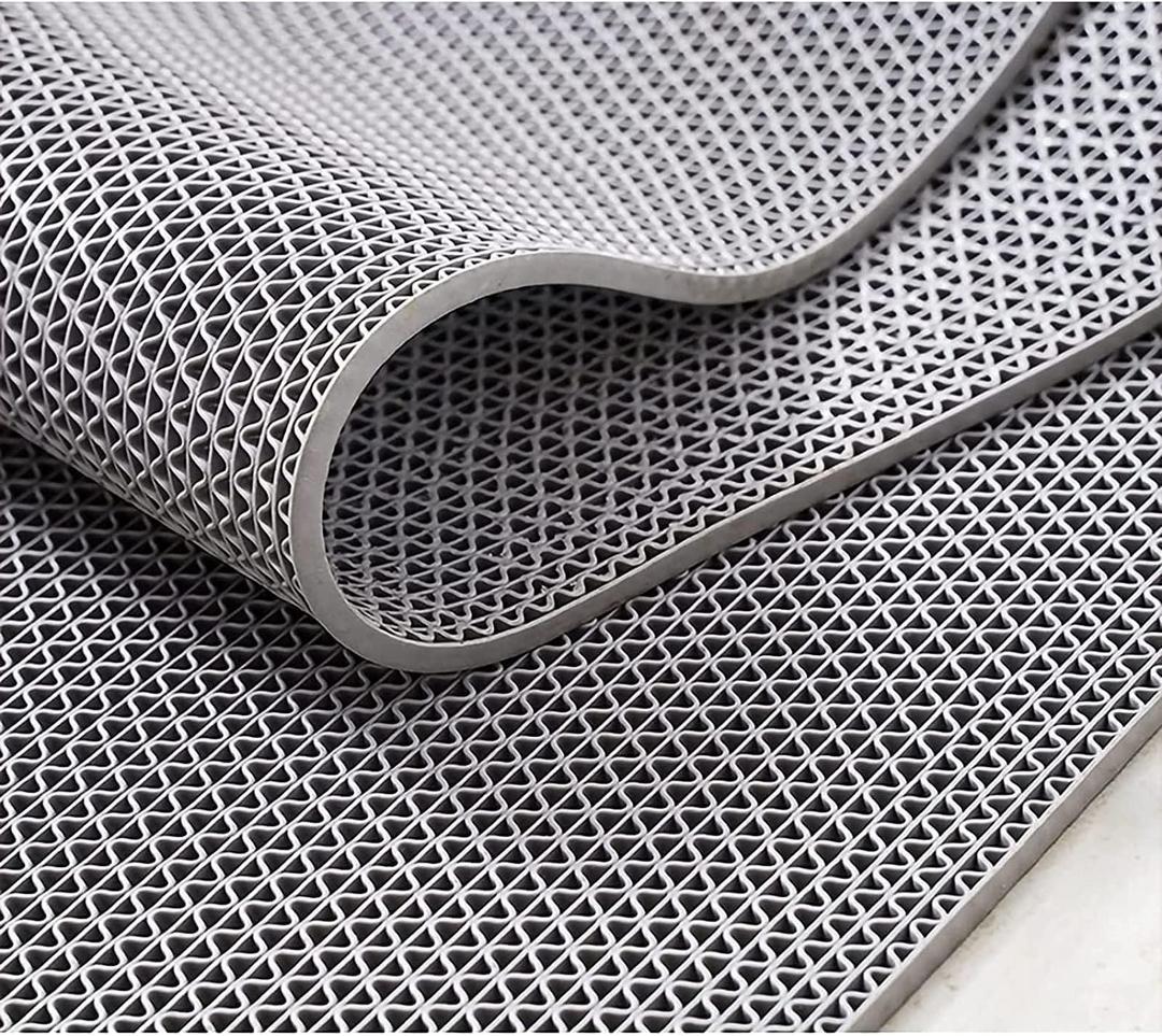 MYOYAY Non Slip Drainage Floor Mats 4x10 Ft, Commercial PVC Mesh Hollow Drainage Mat, Bathroom Flooring Mats, for Garage Restaurant Swimming Pool Bath Shower Wet Area (Gray)