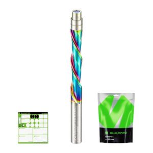 Flush Trim Spiral Router Bit 1 4 Inch Shank,Down Cut Spiral Router Bits with Bottom Bearing,Extra Long Coated Carbide BitCNC Woodwork 1-1/4Inch CL, 3 Inch OVL