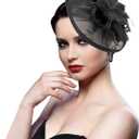 AQOKKA Women Fascinators Hats Flower Fascinators with Headband and Clip Tea Party Headwear for Women and Girls (Black)