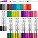 36 Dual-Tip Brush Pens for Adult Coloring Books Tanmit Art Markers With Brush + Fine Precision Tips for Calligraphy, Planners, Journaling, Note Taking & More