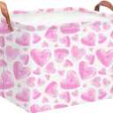 Rectangular Storage BasketsGift Basket,Book Box,Room Decor(Watercolor Heart)
