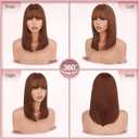Haloo Auburn Bob Wigs with Bangs Shoulder Length Straight Natural Looking Synthetic Heat Resistant Medium Hair Wigs for Women Daily Party, 16 Inch