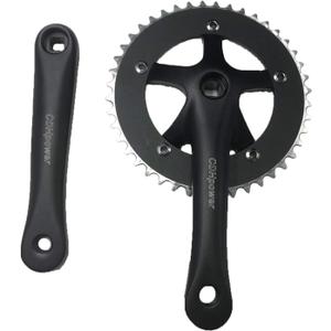 CDHPOWER Single Speed Crankset 44T 165mm Crankarms 130 BCD Crankset for Mountain Road Bike Fixed Gear Bicycle(Square Taper, Black) (44T, Sprocket)