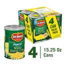 DEL MONTE FRESH CUT Golden Sweet Whole Kernel Corn Canned Vegetables, 4-Pack, 15.25 oz Cans (EXP 08/28/28)