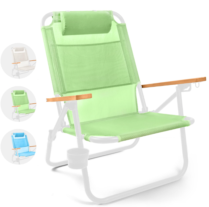Water Buffalo Bondi Beach Chair – Backpack Beach Chair for Adults with Reclining Positions, Cup Holder & High Back Support