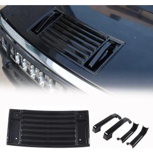 Hood Deck Vent Panel Trim Compatible with Hummer H2 2003-2009, Front Hood Vent Louver Cover, ABS Hood Deck Vent Panel Covers Trim Moulding (Bright Black)
