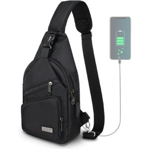 AMJ Crossbody Sling Bag Men Women, Casual Shoulder Backpack, Chest Daypack Satchel for Hiking Travel (Small, Black)