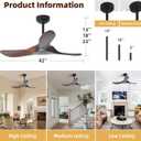 Outdoor Ceiling Fan Without Light, 42Inch Smart Ceiling Fan with Remote & Voice Control for Alexa/Google, 3-Blade Wood Fan, Quiet DC Motor, 6 Speeds for Patio, Porch, Farmhouse, Dark Walnut