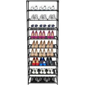 10-Tier Metal Shoe Rack 30 Pairs - Space-Saving Stackable Shoe Organizer Cabinet for Entryway, Closet, Bedroom, Apartment & Dorm