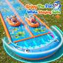 40×5.9FT Heavy Duty Slip and Slide with Sprinkler and 2 Boards, Water Slide for Adults with 3-Way Water Sprinkler, Giant Slip n Slide for Outdoor Backyard Lawn Kids Teens and Adults (Blue&Orange)
