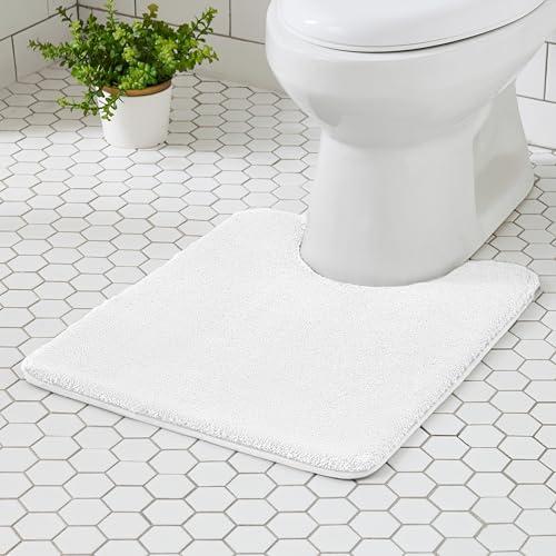MINIDEAR Toilet Rugs 24x20 - U Shaped Cream Thick Memory Foam Contour Rugs,Ultra Soft & Plush Fluffy, Non-Slip, Quick Dry, Absorbent Washable Floor Microfiber Mat for Home Decor Accessories