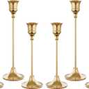 Set of 6 French Gold Candle Holders for Taper, Vintage Candlestick Holder Decorative Metal Candle Sticks Home Decor Centerpieces for Table Mantel Festive Decorations