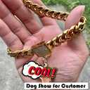 Dog Chain Collar Walking Metal Choke Collar with Design Secure Buckle, Gold Cuban Link Strong Heavy Duty Chew Proof for Medium Dogs American Pitbull German Shepherd(14MM, 14") (14"(Suits Dog Neck 12" to 13.5"))