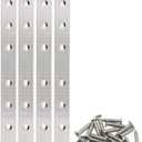 4 Pack Flat Mending Plate for Wood,ULIFESTAR Stainless Steel Straight Brackets 250mm / 10" Length 8 Screw Hole Flat Repair Fixing Wood Brace Joining Plates Connector with Fixing Screws (['250x20x3mm'])