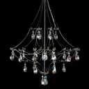 Crystal Chandelier 23.6 inch Sliver Round Ceiling Light Fixture, Modern Luxury Raindrop Chandeliers for Dining Room Living Room Entryway Foyer Bedroom Kitchen Island