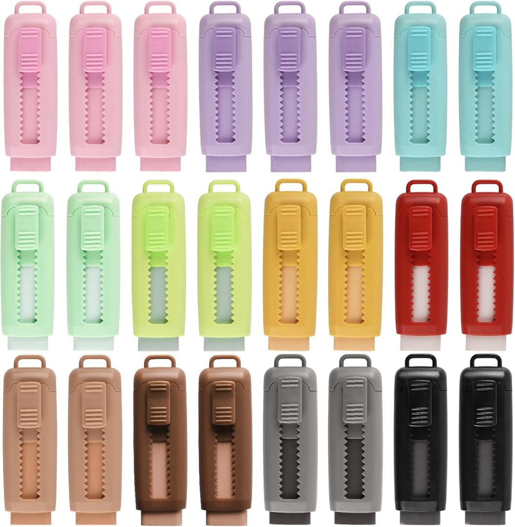 24 Pcs Cute Retractable Eraser for Pencils Cute School Supplies Kawaii Erasers for Kids Fun Cartoon Erasers Back to School Supplies Kid Party Favors Gift (Style 2)
