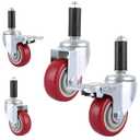 SHUESS 4 Pack 3" Prep Table Wheels, Expanding Stem Caster fit for 7/8" and 1" ID Leg Tube for Stainless Steel Worktable, Kitchen Metal Prep Tables