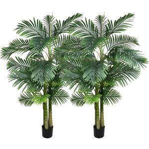 2 Pack Artificial Areca Palm Tree Plant, 6 Feet Fake Palm Tree for Indoor Outdoor Modern Decoration Faux Dypsis Lutescens Plants in Pot for Home Office Decor