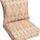 Sorra Home Deep Seating Cushion Set with Lumbar Pillow - Outdoor Chair Pad & Back Pillow, Water & Fade Resistant for Patio Furniture with Plush Foam - Folklore Sorbet (30" x 27" x 5"), 27in x 30in x 5in