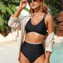 Women Bikini Set Push Up Top High Waisted Tummy Control Bottom Swimsuit | High-Waisted Tummy Control and Fully Lined Bottom, Removable Pads,Adjustable Straps,Premium Soft Fabric,Versatile Water Wear, Smaill
