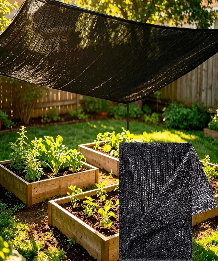 e.share Black Shade Cloth, 70%-80% Sunblock UV Protection, 20 FT X 20 FT Sun Mesh Net for Garden Plant Cover,Porch Screen,Pergola,Greenhouse,Chicken Coop,Car Barn Kennel,Backyard Patio Sunshade