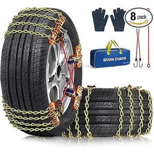 Snow Tire Chains for Car SUV Pickup Trucks, Universal Car Snow Chains, Snow Traction for Tires, Fit for Tire Width 195 205 215 220 225 235 240 245 255 265